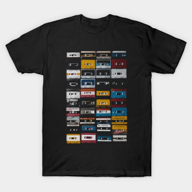 Old Music Cassettes T-Shirt by BAJAJU